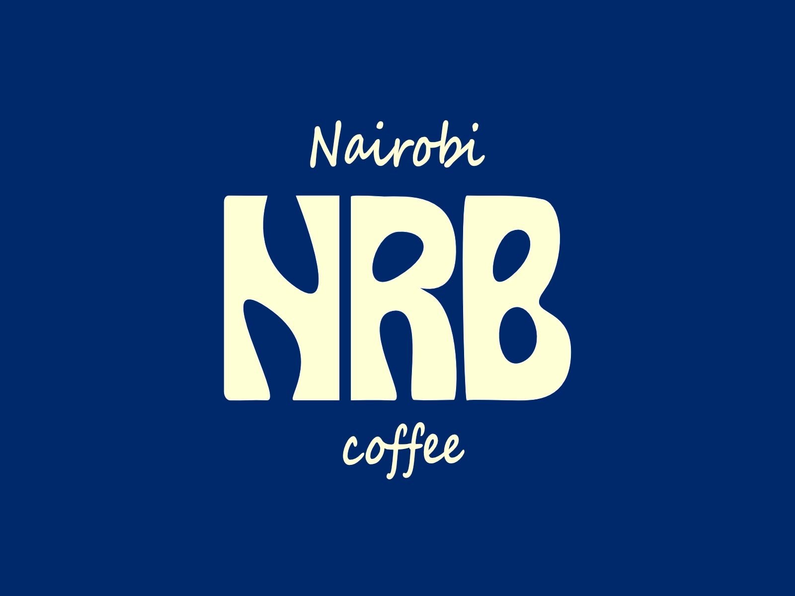 Nairobi NRB coffee wordmark on a dark blue background